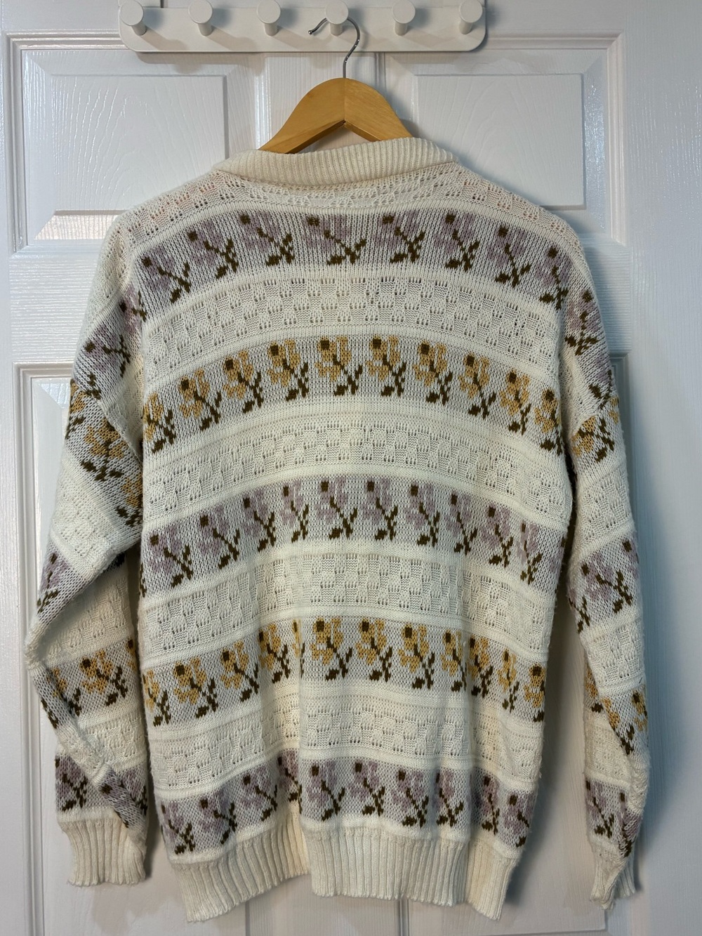 Vintage Cardigan English Knit Cottagecore Floral Grandpa Sweater Made In England - Picture 3 of 7